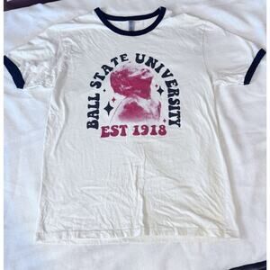 Ball State University Ringer Tee Retro Graphic Baby Y2K Vintage Style Large